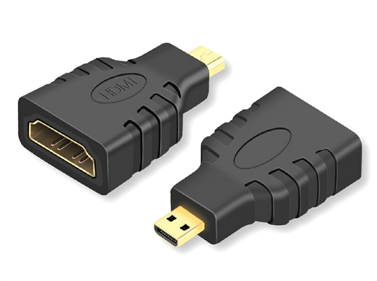 HD26--Adapter / przejściówka HDMI FEMALE - micro HDMI MALE (gniazdo HDMI 19-PIN - wtyk microHDMI 19-PIN).Cechy i specyfikacja produktu:Produkt fabrycznie nowy, wysokiej jakości. Pozłacane złącza.Umożliwia szybkie i bezproblemowe połączenie m.in. telewizora
