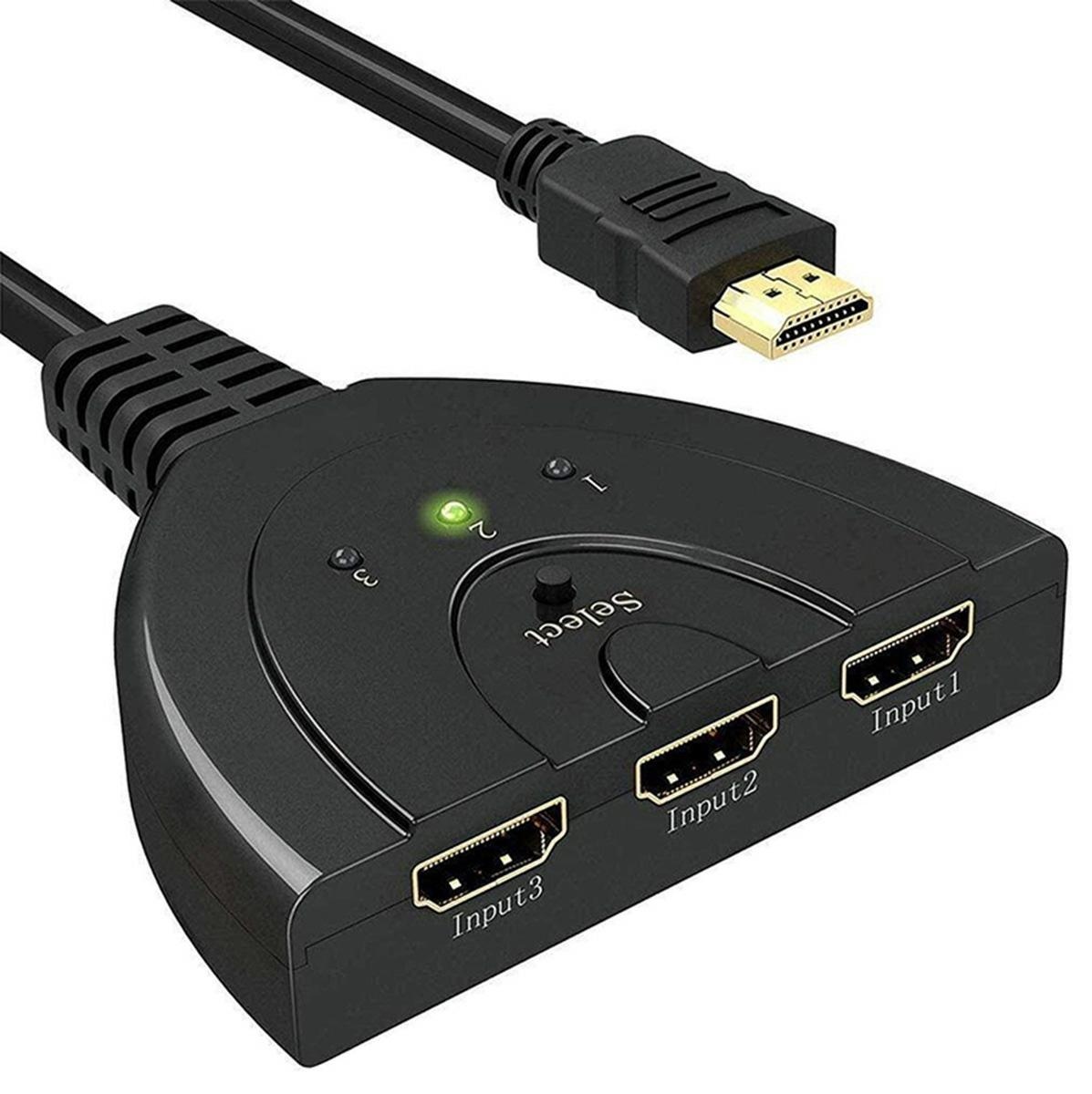 HD28B--Rozdzielacz HDMI! 3 portowy Switch - rozgałęźnik obsługujący rozdzielczość FULL HD 1080p. Pozwoli na podłączenie aż 3 urządzeń wykorzystujących port HDMI jednocześnie do jednego odbiornika np. monitora czy telewizora! Nie musisz już ciągle odłączać i