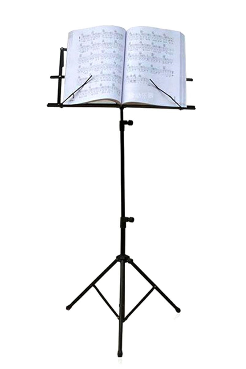 ST10--Profesjonalny, stalowy pulpit do nut osadzony na metalowym trójnogu z płynną regulacją wysokości i składanym stalowym pulpitem!Idealny dla początkujących jak i dla zaawansowanych muzyków. Nutnik został wykonany z wysokiej klasy stali malowanej proszk