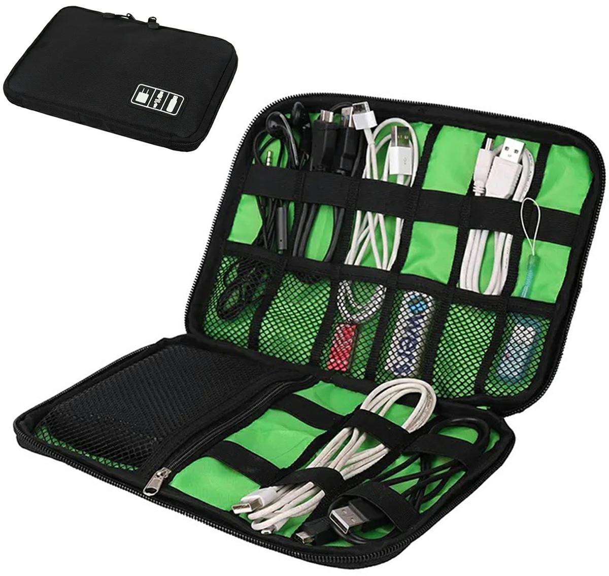 TR12--Wysokiej jakości organizer na kable, przewody, karty pamięci i wszelkie inne akcesoria do urządzeń elektronicznych! Uporządkuj i zorganizuj drobną elektronikę, nośniki danych oraz przewody w jednym, estetycznym etui kt&amp;oacute;re możesz wszędz
