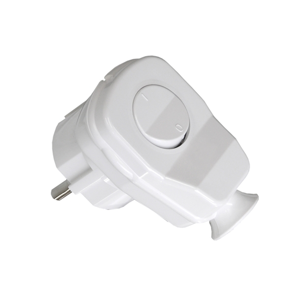 AWA-Ł/BIAŁA--Wtyczka kątowa Uni-Schuko rozbieralna, z wyłącznikiem.