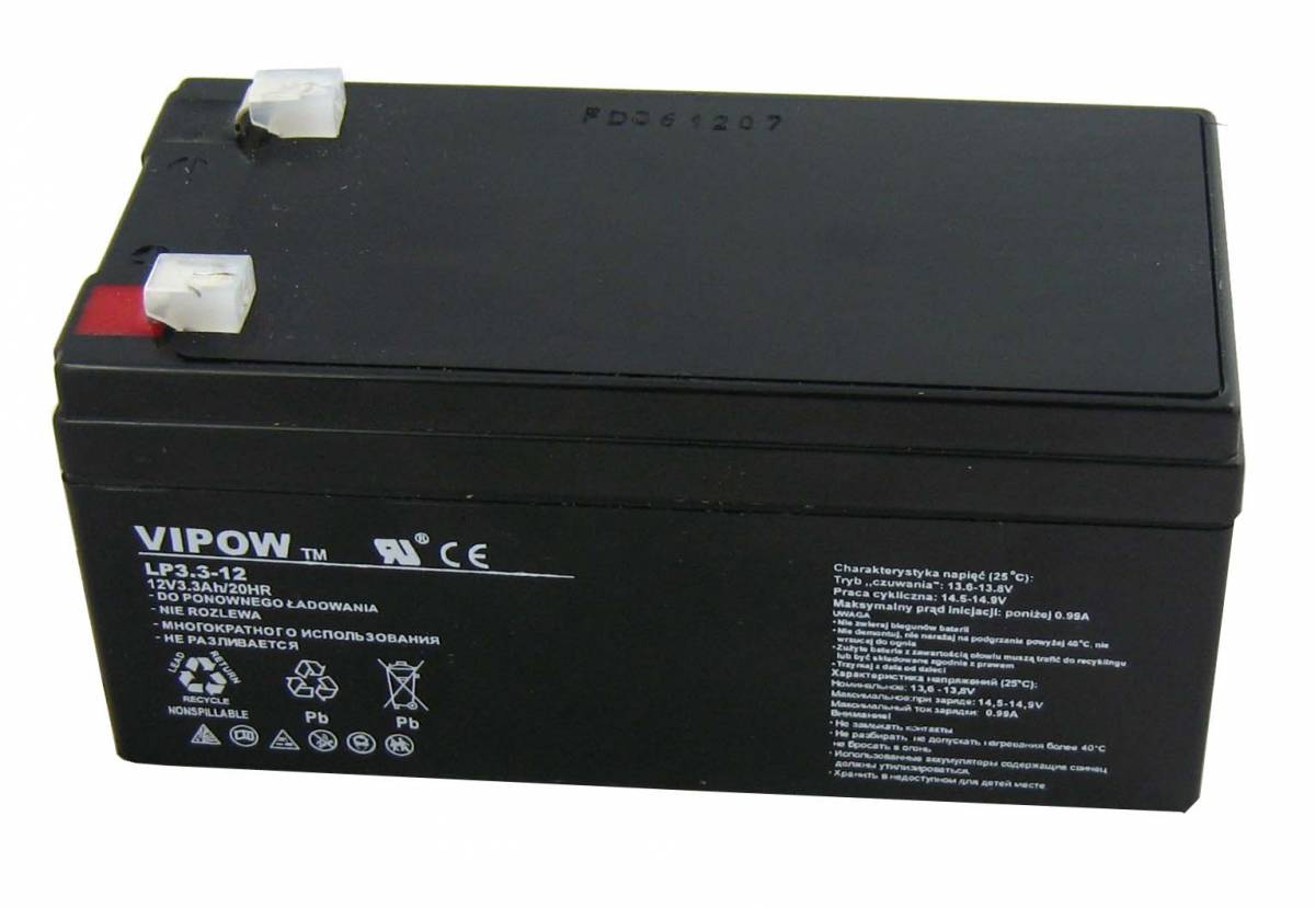 LEC-BAT0219--BAT0219&amp;nbsp;&amp;nbsp;&amp;nbsp;&amp;nbsp;&amp;nbsp; Akumulator żelowy 12V 3.3AhGELFLIES battery (AGM battery with glasflies) Napięcie: 12V Pojemność: 3.3Ah Wymiary - długość: 134mm - szerokość: 67mm - wysokość: 59mm - całkow