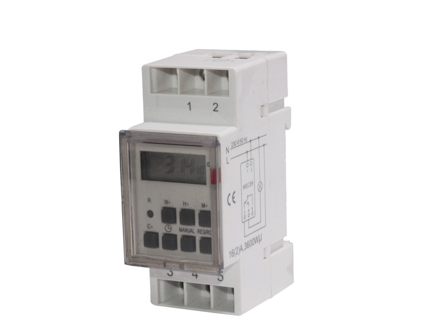 CEN-28354--Timer cyfrowy Maclean Energy MCE09 na szynę DIN 10 program&amp;oacute;w 3600W max 156 program&amp;oacute;wProgramator przystosowany jest do montowania na standardowej szynie DIN.  Posiada możliwość ustawienia 16 kombinacji dni tygodnia i max 