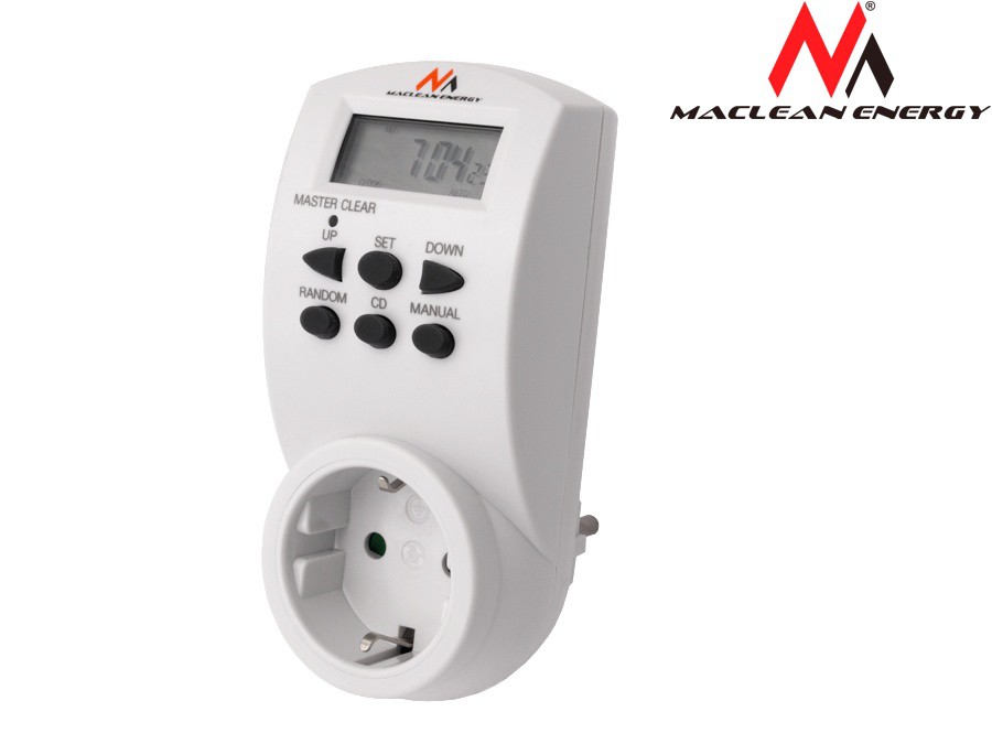 CEN-30748--Timer cyfrowy Maclean Energy  MCE05G 10 program&amp;oacute;w CD funkcja Random  3600W - Czasomierz - programator cyfrowy niemieckie gniazdo max 156  program&amp;oacute;wCyfrowy, programowalny timer - programowany włącznik / wyłącznik czasowy.