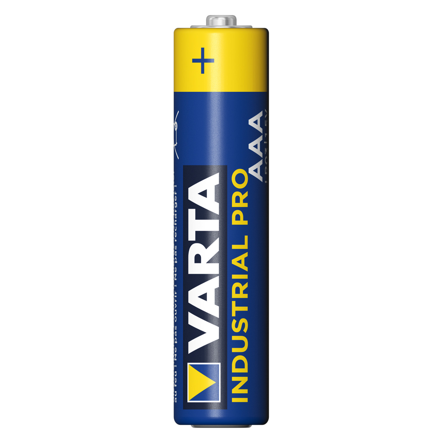 CEN-34214--Zaawansowana bateria alkaliczna LR03 AAA VARTA Industrial (wzmocniona bateria High Energy), dedykowana do zastosowań przemysłowych/profesjonalnych. Ogniwo bardziej wytrzymałe niż cynkowo-węglowe. Przeznaczona do urządzeń, gdzie długość działania oraz