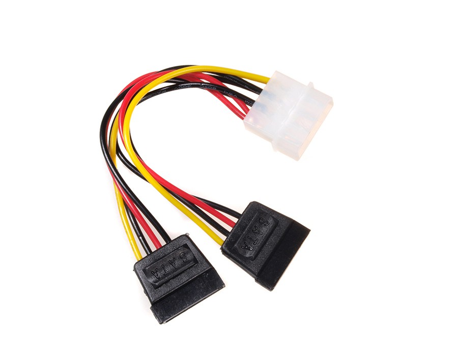 CEN-35848--MCTV-632 Kabel adapter zasilania Molex 2xSATA 15 cm MacleanAdapter zasilania 1x MOLEX na 2x SATA renomowanej firmy Maclean.Za jego pomocą można podłączyć urządzenie wymagające zasilania SATA do złącza zasilacza MOLEX1x żeńska MOLEX 4-pin2x męska SATA