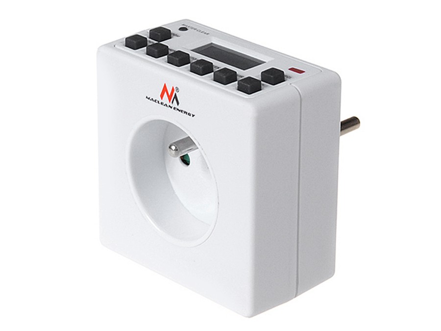CEN-36442--MCE30 Timer cyfrowy Maclean EnergyCyfrowy, programowalny timer programowany włącznik / wyłącznik czasowy10 program&amp;oacute;w włączenia / wyłączenia z krokiem 1 minutowymRęczne włączanie / wyłączanieLosowe włączanie / wyłączanie co 10 31 minut 