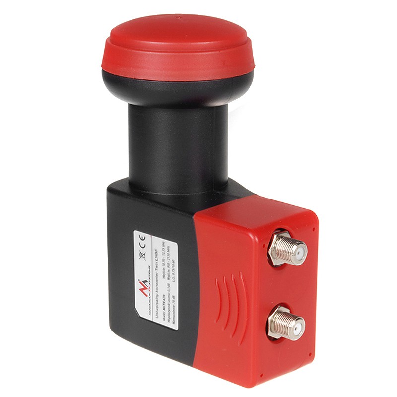 CEN-37135--Wysokiej jakości, uniwersalny konwerter satelitarny Twin ( LNB ) MCTV-670 o wsp. szumów 0,1dB. Umożliwia podłączenie dwóch odbiorników satelitarnych lub jednego odbiornika SAT z nagrywarką i dwoma niezależnymi głowicami (wejściami LNB) np.: dekoder t