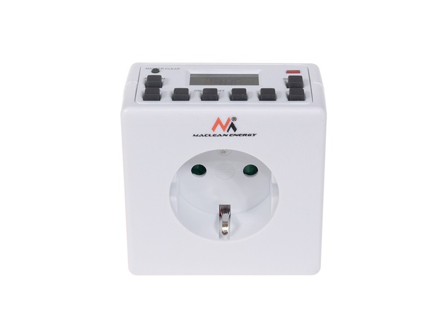 CEN-38261--MCE30G Timer cyfrowy Maclean Energy, wersja niemieckaCyfrowy, programowalny timer - programowany włącznik / wyłącznik czasowy.Funkcje:10 program&amp;oacute;w włączenia / wyłączenia z krokiem 1 minutowymręczne włączanie / wyłączanielosowe włączani