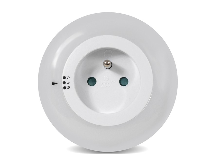 CEN-43693--Lampka nocna z czujnikiem zmierzchu 3LED z gniazdem 230V MCE122 Maclean Energy 3 koloryWYSOKIEJ JAKOŚCI LAMPKA NOCNA 3LED Z CZUJNIKIEM ZMIERZCHU - Model: MCE122 - Źródło światła: 3xLED - Wbudowany czujnik zmierzchu - Podświetlenie w 3 kolorach do wyb