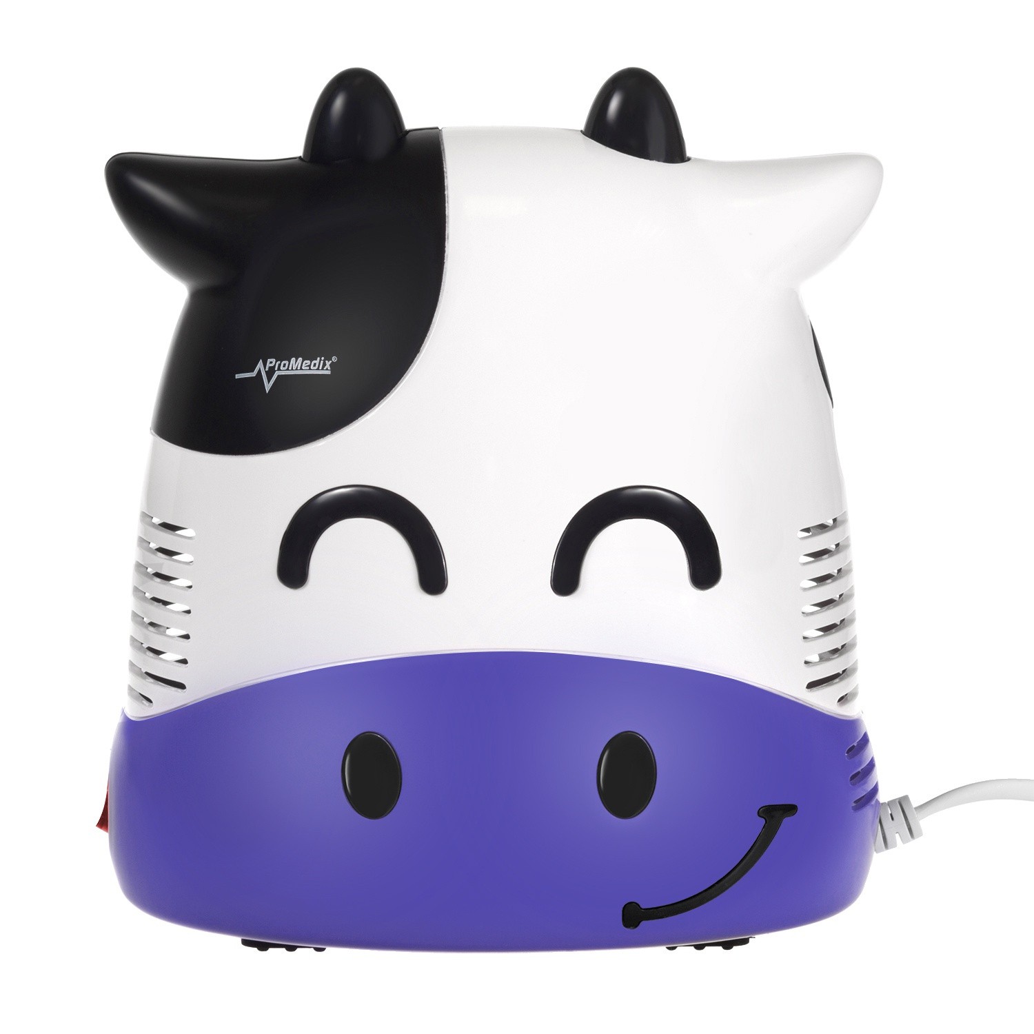 CEN-45926--Inhalator/nebulizator Promedix? z kompresorem tłokowym jest przystosowany do pracy ciągłej, dzięki czemu może być stosowany przy przewlekłych chorobach. Został zaprojektowany z myślą o najmłodszych. Inhalator Krówka sprawi, że dziecko polubi inhalacj