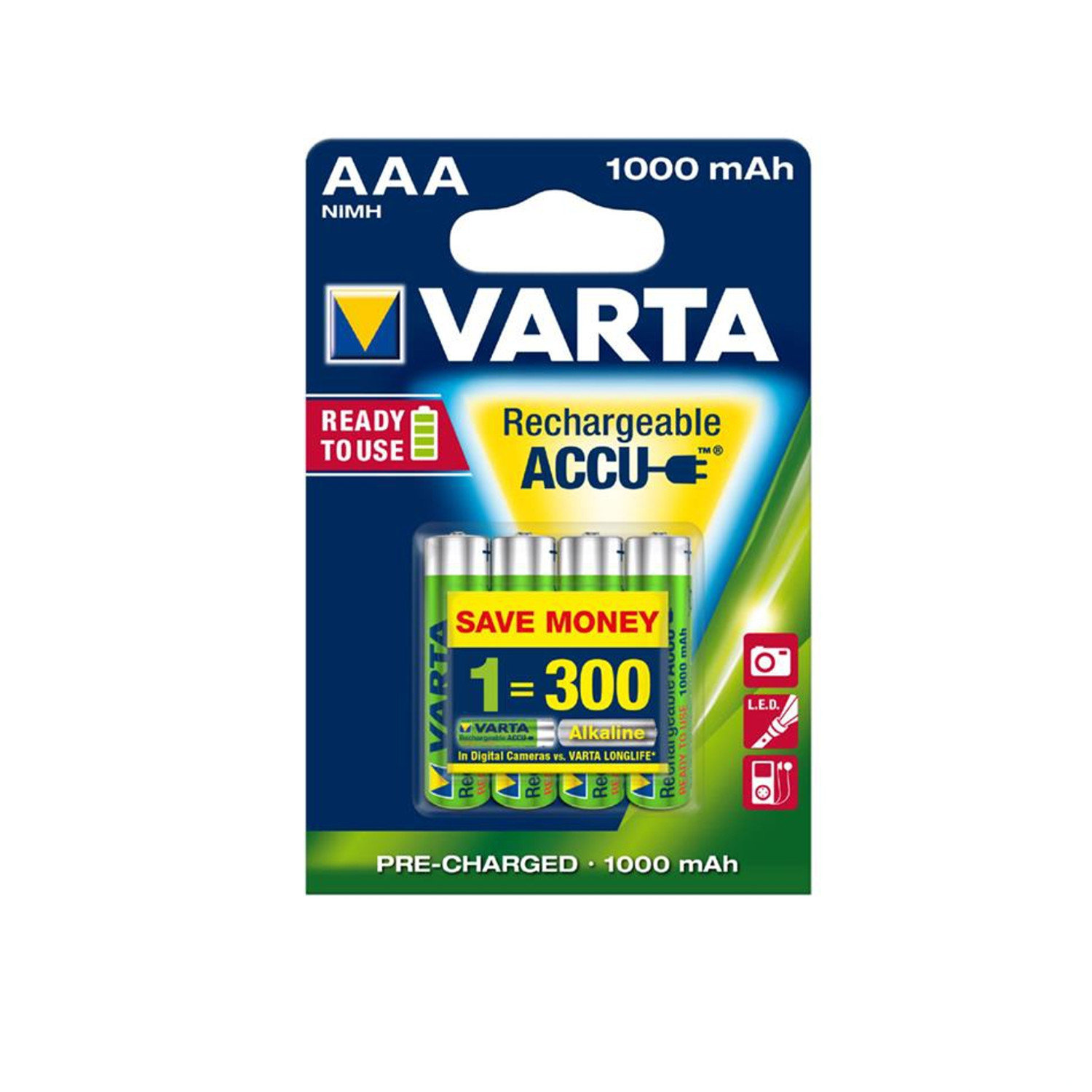 CEN-47046--Akumulatory Varta Ready2Use to w obecnej chwili jedne z najpojemniejszych akumulatorów nowej generacji na rynku.W porównaniu do odpowiedników innych producentów wykazują pojemność wyższą nawet o blisko 30%, zrównując się tym samym do standardowych ak