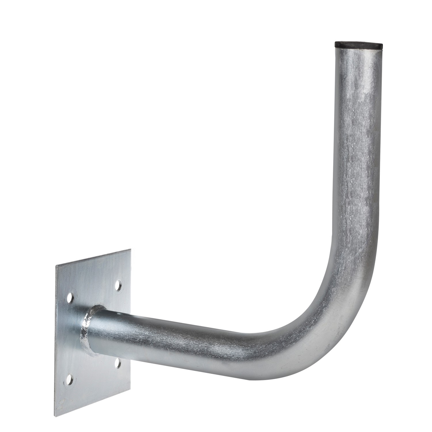 CEN-47697--Maszt anteny satelitarnej 28cm MCTV-550 Maclean z podówjnym zaciskiemRura została zaślepiona zatyczką z tworzywa sztucznego. Grubość podstawy uchwytu została wykonana z 3mm blachy ocynkowanej, co sprawia że jest wytrzymalszy od konkurencyjnych uchwyt