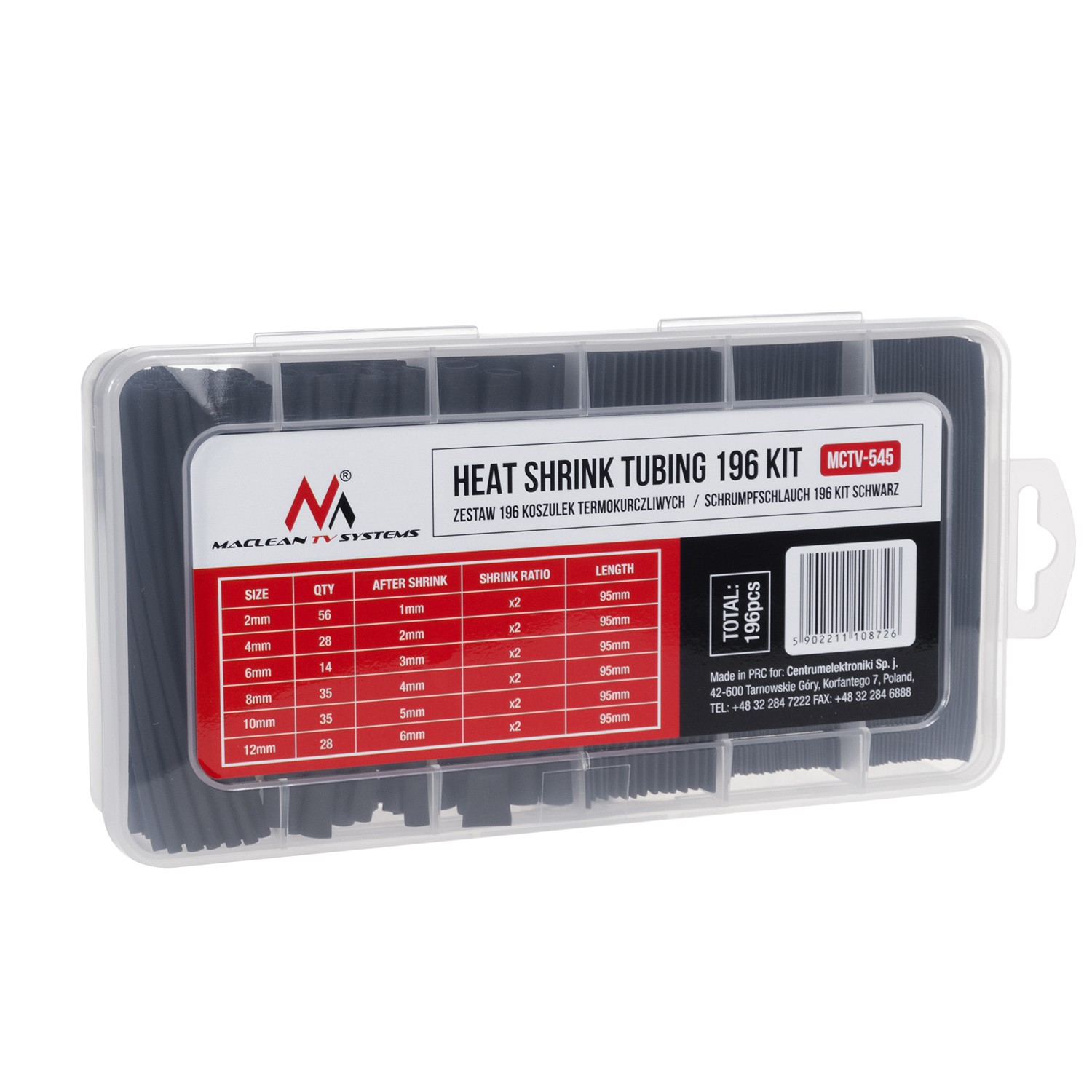 CEN-51455--Przedstawiamy poręczny zestaw rurek termokurczliwych wykonanych z wysokiej jakości polietylenu.Nasz zestaw wyróżnia dostęp do kilku rozmiarów rurek zgromadzonych w jednym, poręcznym opakowaniu.Koniec z szukaniem małych termokurczy gdzieś na dnie szuf