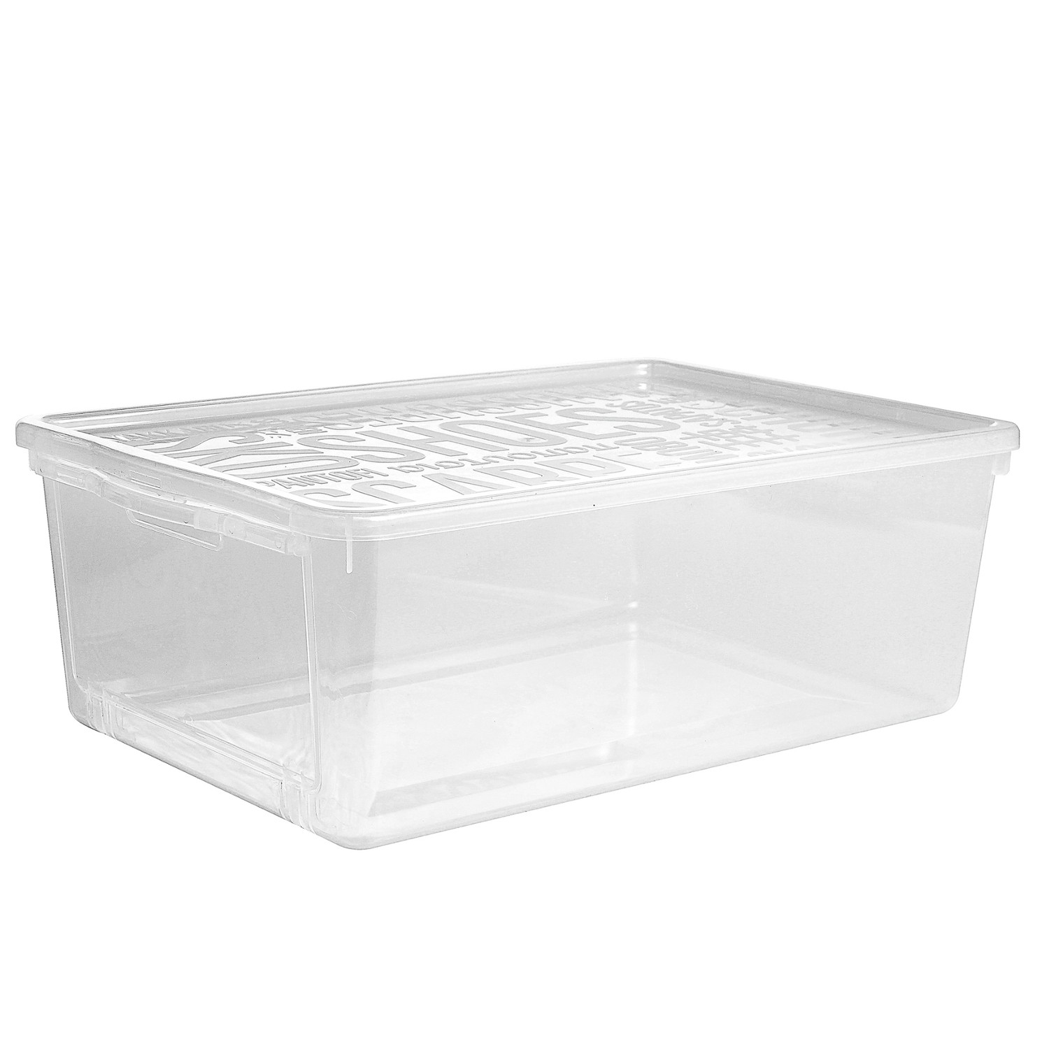 CEN-53098--Pojemniki na obuwie Basic to  seria pudełek do przechowywania butów. Przezroczystość pojemników z łatwością pozwala dojrzeć zawartość zarówno z boku, jak i  od góry i daje wyraźny przegląd Twojej kolekcji obuwia. Pokrywa zamykana przez delikatne klik