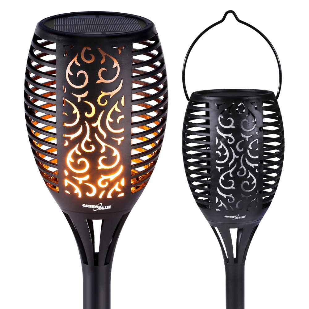 CEN-54999--GreenBlue GB156Pochodnia LED lampa solarna zasilana energią słoneczną z wbudowanym akumulatorem. Delikatne ciepłe światło LED, imitujące ruchomy płomień ognia (ogień pochodni sprawia wrażenie ruchomego, podmuchami wiatru).    Solarna!Produkt ten wyko