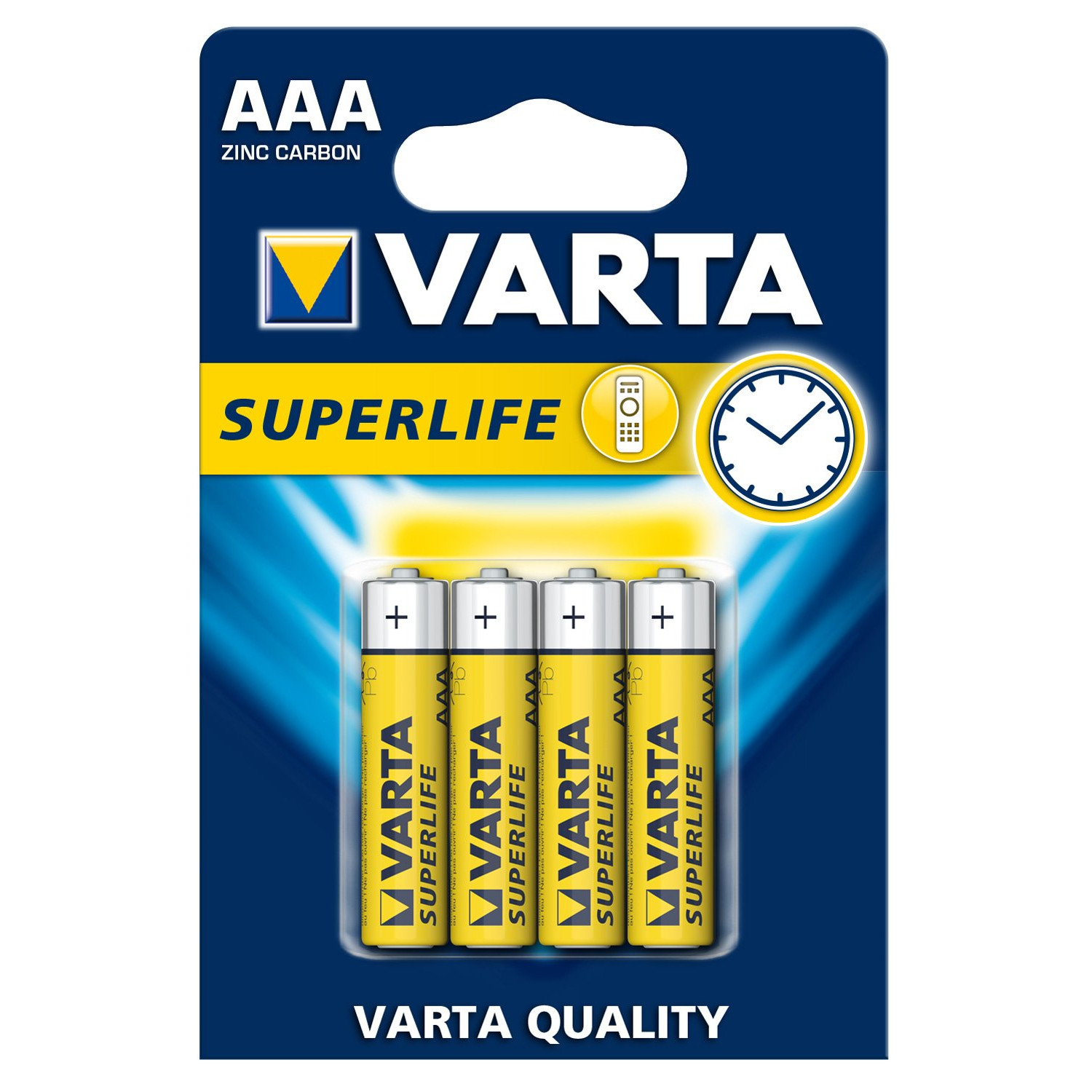 CEN-55167--4x Varta Superlife R03/AAA (typ 2003)Niemiecka firma VARTA jest jednym z czołowych producentów baterii na świecie. Wchodzi w skład globalnego koncernu Spectrum Brands. W ofercie tego producenta znajdują się wysokiej jakości baterie alkaliczne, akumul
