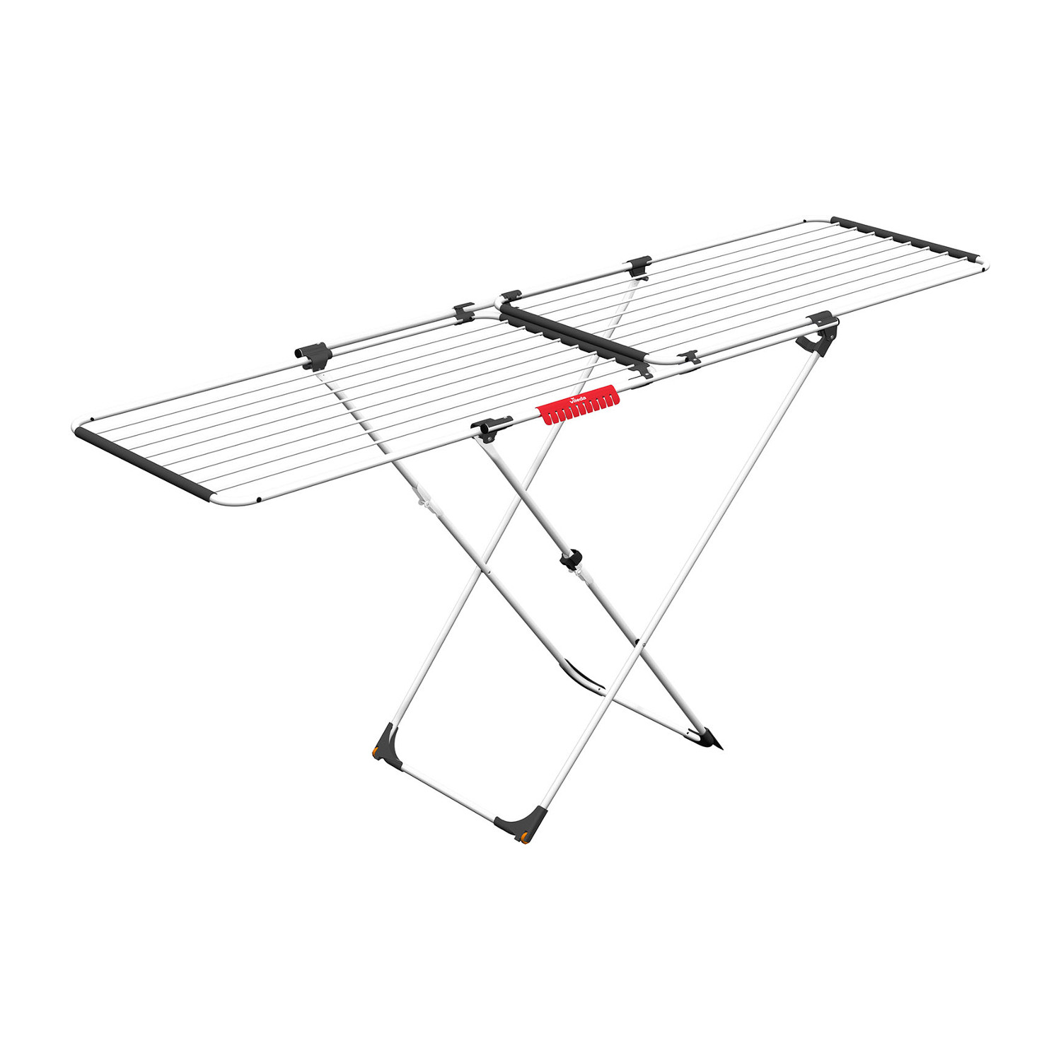 CEN-57734--Rozsuwana suszarka Doble z nakładającymi się ramionami idealnie sprawdzi się zarówno w suszeniu małego jak i dużego prania.2 niezależne nachodzące na siebie stelaże zapewniają wszechstronność i możliwość regulacji długości od 105 cm do 209 cm.Dzięki 