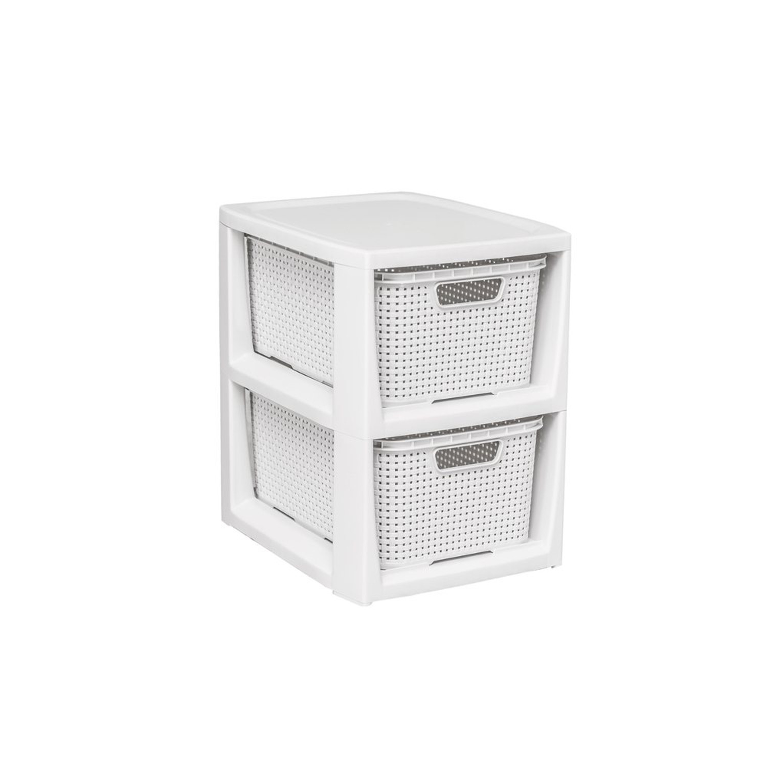 CEN-58924--Regał Rattan w kolorze antracyt z 2 koszykami, które pełnią formę szuflad to praktyczny sposób na przechowywanie niezbędnych akcesoriów w łazience, sypialni czy garderobie. Wykonany został z wysokiej jakości tworzywa odpornego na wilgoć. Lekka konstr
