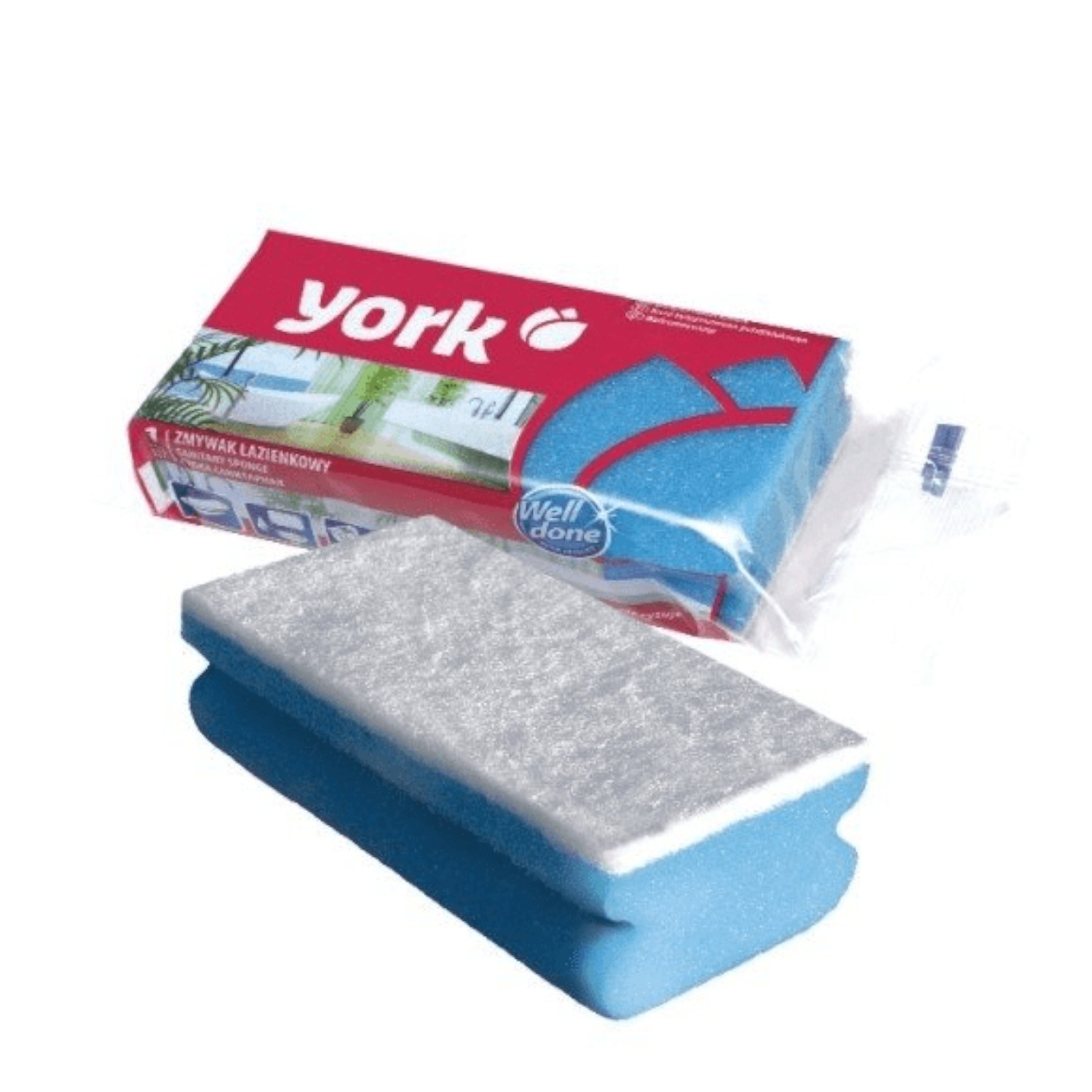 CEN-60233--Wielozadaniowy zmywak dwuwarstwowy York posiadający warstwę miękkiej pianki oraz szorstkiej fibry wysokiej jakości. Idealnie sprawdza się podczas usuwania zabrudzeń z urządzeń sanitarnych w toalecie lub kuchni. Szorstka warstwa fibry bardzo dobrze ra