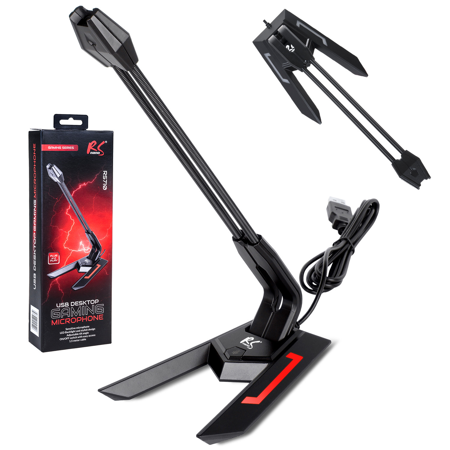 CEN-62928--Mikrofon gamingowy NanoRS RS710 to doskonały wybór dla graczy oraz osób zajmujących się streamingiem. Idealny wybór dla osób szukających czegoś więcej niż zwykłego mikrofonu. Nie wymaga żadnej dodatkowej konfiguracji, wystarczy tylko podłączyć mikrof