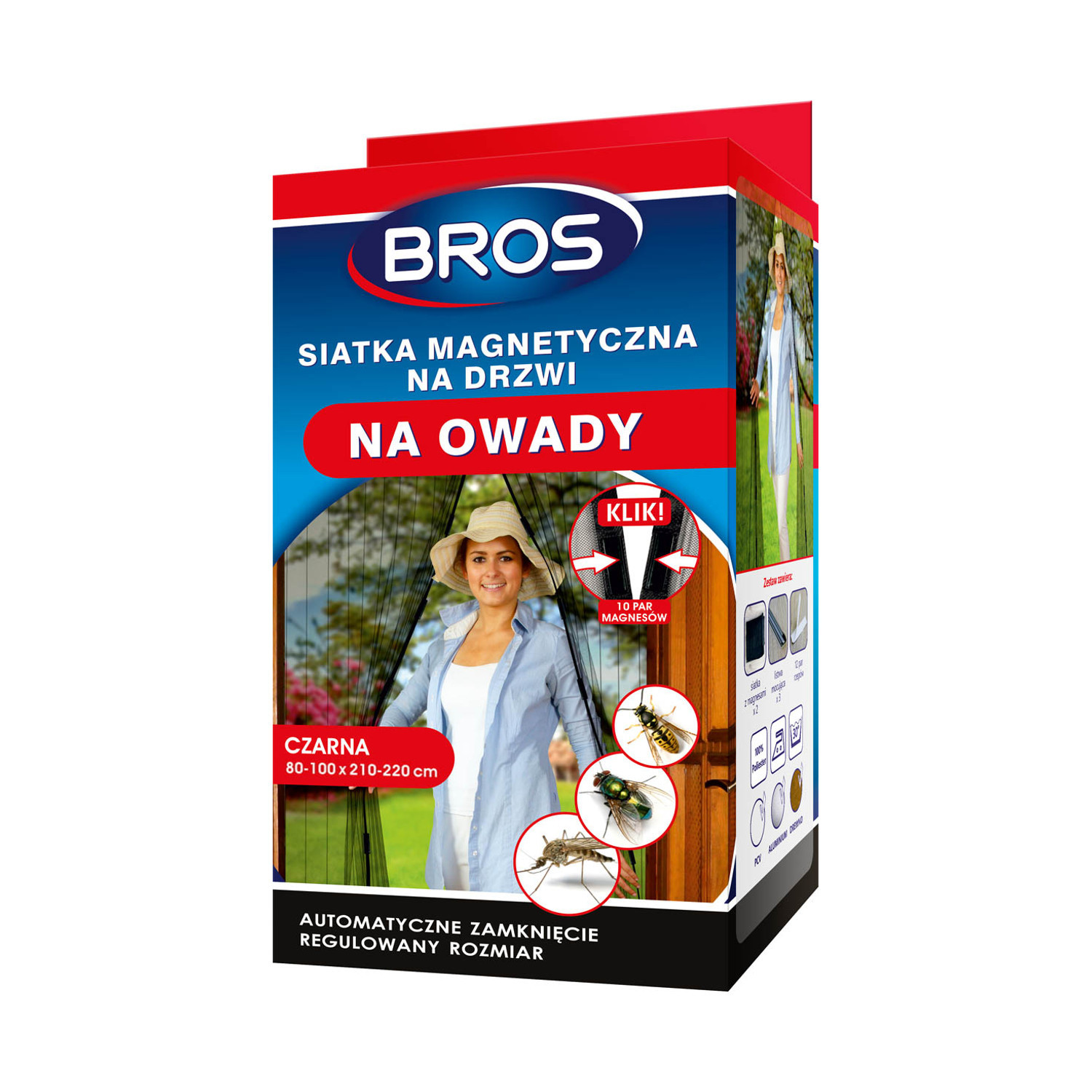 CEN-67193--Innowacyjna siatka na drzwi, zapewniająca najwyższy stopień ochrony pomieszczenia przed owadami. Składa się z dwóch części, które dzięki wszytym w nie magnesom, rozsuwają się i zasuwają automatycznie podczas przechodzenia przez drzwi. Jest wyjątkowo 