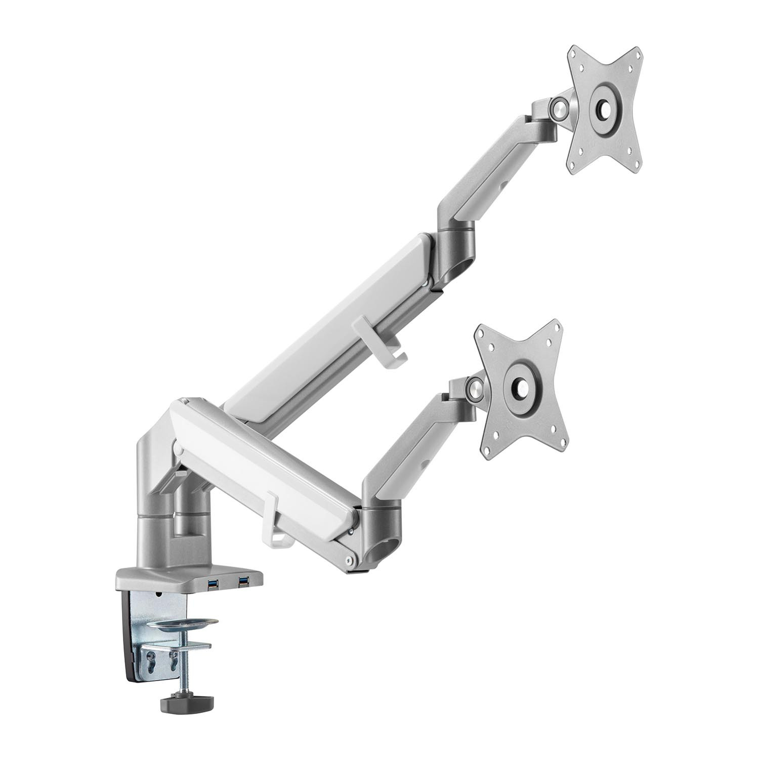 CEN-70207--Uchwyt biurkowy na dwa monitory 17"-32 Ergo Office ER-406GUniwersalny uchwyt do monitorów LCD lub LED z możliwością montażu do blatu lub otworu na przewody. Uchwyt przeznaczony do monitorów 17" do 32", o maksymalnej wadze do 9 kg.ER-40