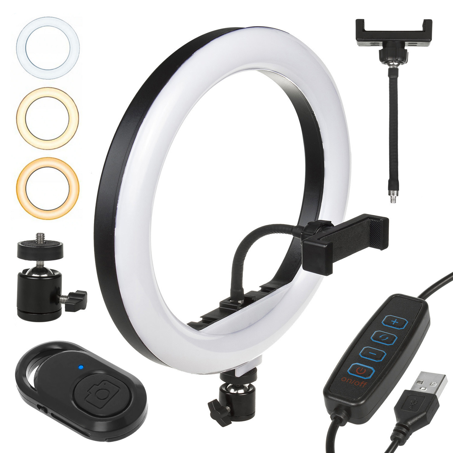 CEN-71702--Wysokiej jakości lampa pierścieniowa wyposażona w 160 diod LED zapewnia równomierne oświetlenie podczas wykonywania zdjęć i makijażu. Sprawdzi się również podczas wideokonferencji, nagrywania podcastów i transmisji na żywo. W razie potrzeby można ust