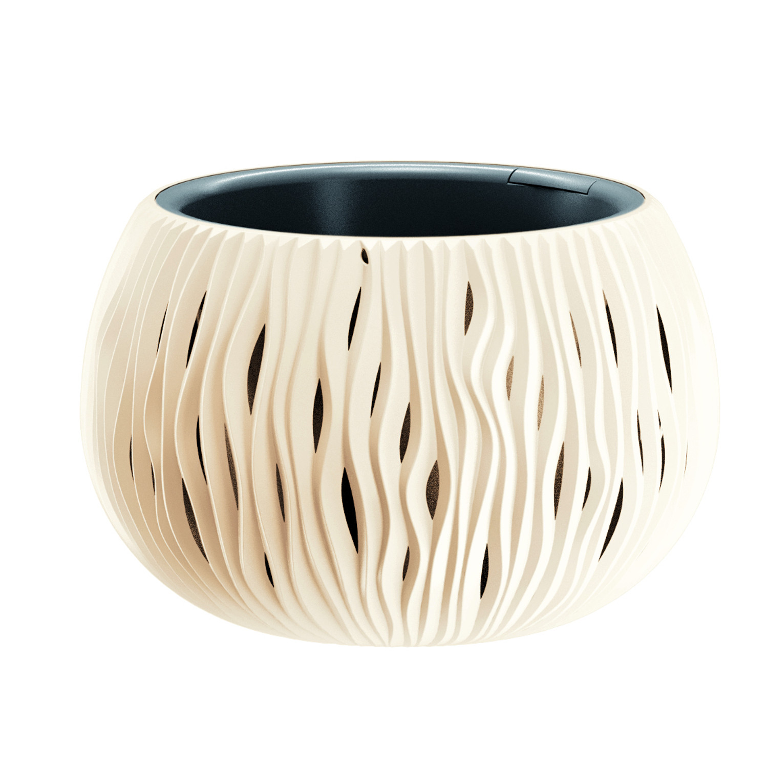 CEN-72375--Okrągłe doniczki z rodziny SANDY są inspirowane ręcznie modelowaną, tradycyjną ceramiką. Gra świateł na niezwykle efektownych żłobieniach, nadaje im dekoracyjnego wymiaru.Specyfikacja- Producent: Prosperplast- Linia: Sandy Bowl- Typ: doniczka z wkład