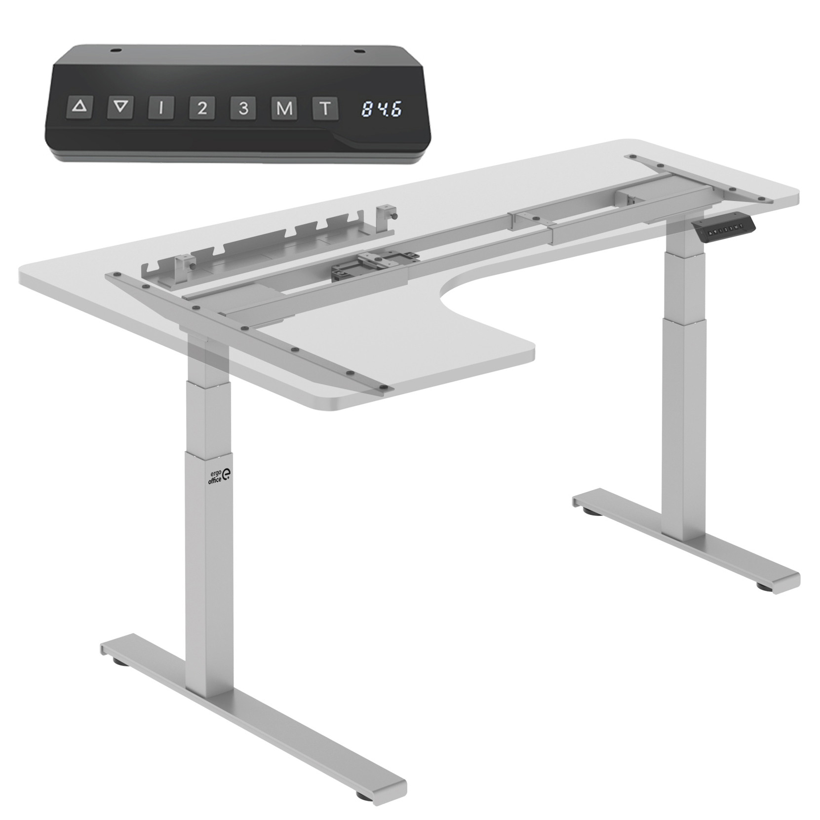 CEN-72429--Ergo Office ER-432Nowoczesny stelaż biurka narożnego z elektryczną regulacją wysokości zapewnia optymalną ergonomię w miejscu pracy.Biurko ER-432 to odpowiedź na siedzący tryb życia, którego doświadczamy w domu i w pracy. Zmień pozycję przy biurku na