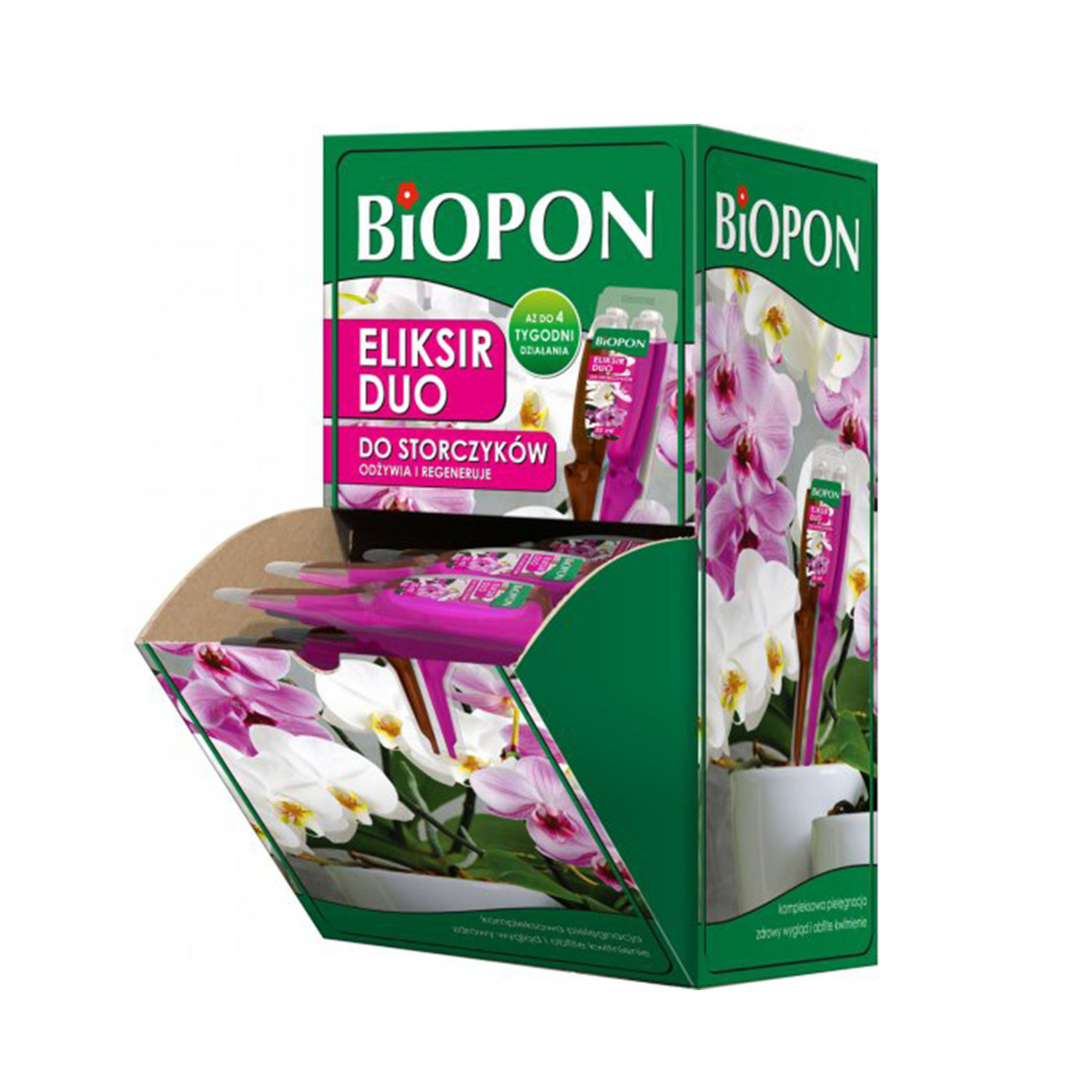 CEN-74592--Innowacyjny, dwuskładnikowy preparat przeznaczony do zasilania i szybkiej regeneracji wszystkich gatunków storczyków. Zalecany w szczególności do kwiatów z problemami (powolny wzrost, słabe kwitnienie, zeschnięte korzenie), ale może być również stoso