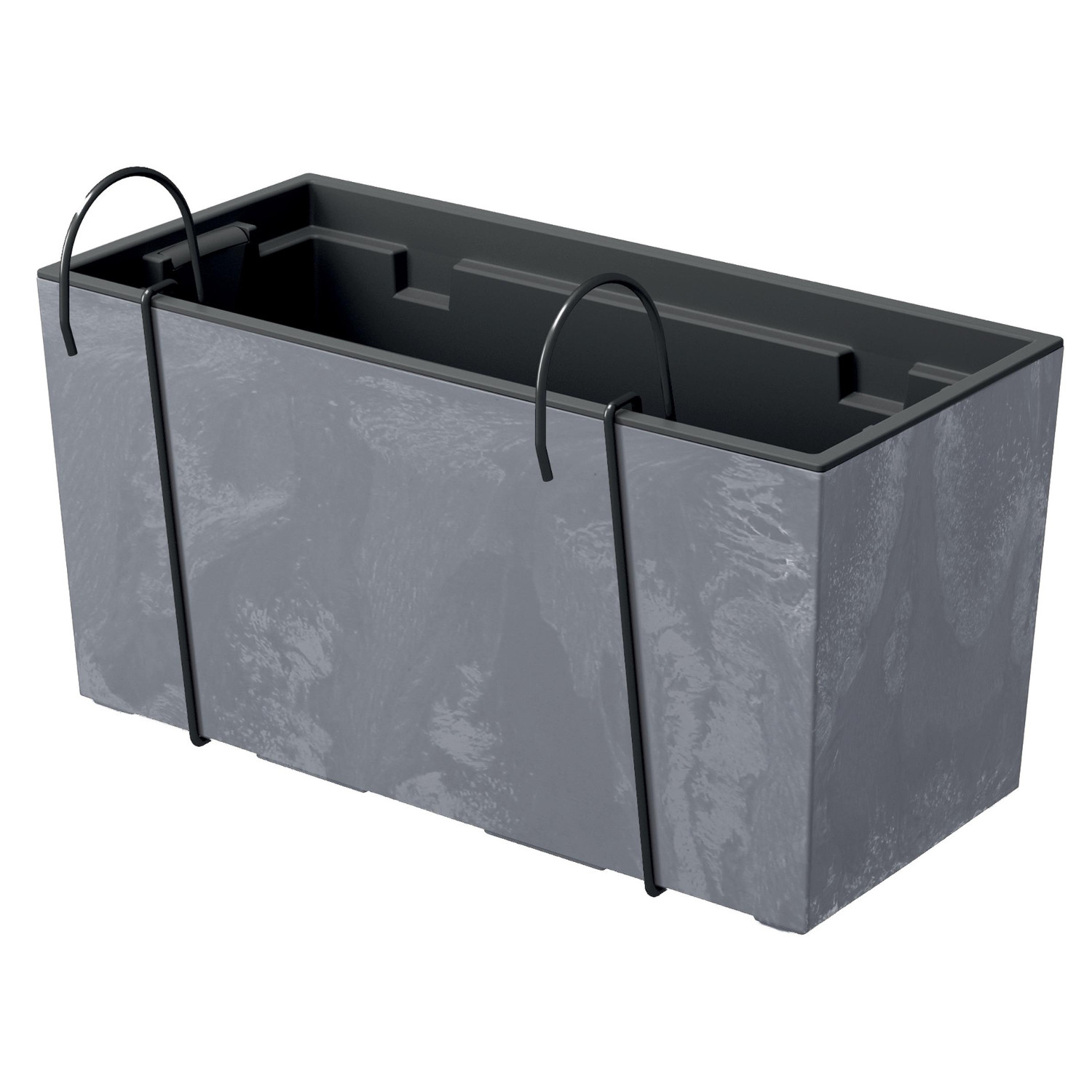 CEN-78023--Dekoracyjna skrzynka balkonowa o prostych, eleganckich kształtach i powierzchni imitującej produkt wykonany z betonu. Wyposażona w haki umożliwiające powieszenie jej na poręczy. Będzie mocnym akcentem przy aranżacji przestrzeni balkonu.Skrzynka zosta