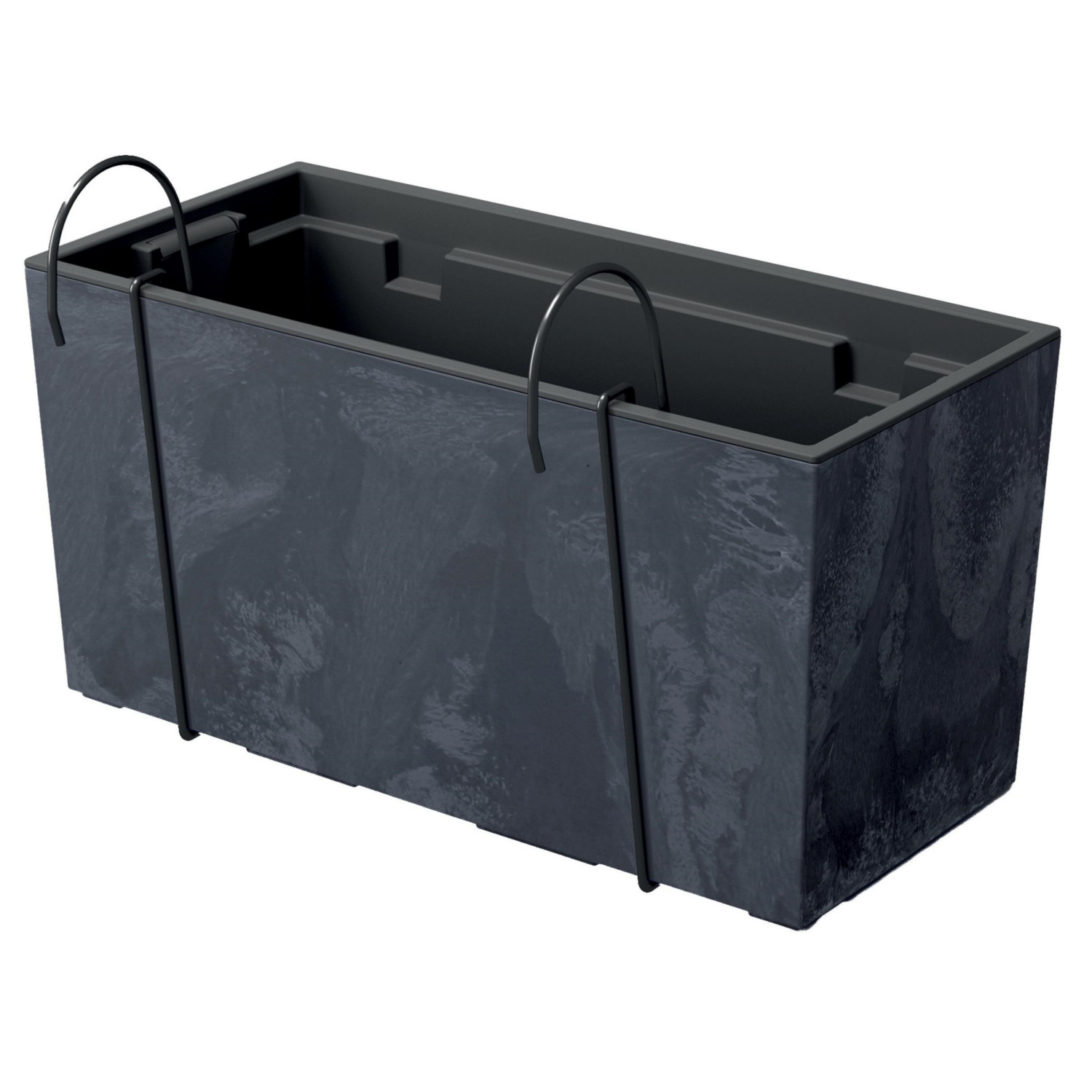 CEN-78024--Dekoracyjna skrzynka balkonowa o prostych, eleganckich kształtach i powierzchni imitującej produkt wykonany z betonu. Wyposażona w haki umożliwiające powieszenie jej na poręczy. Będzie mocnym akcentem przy aranżacji przestrzeni balkonu.Skrzynka zosta