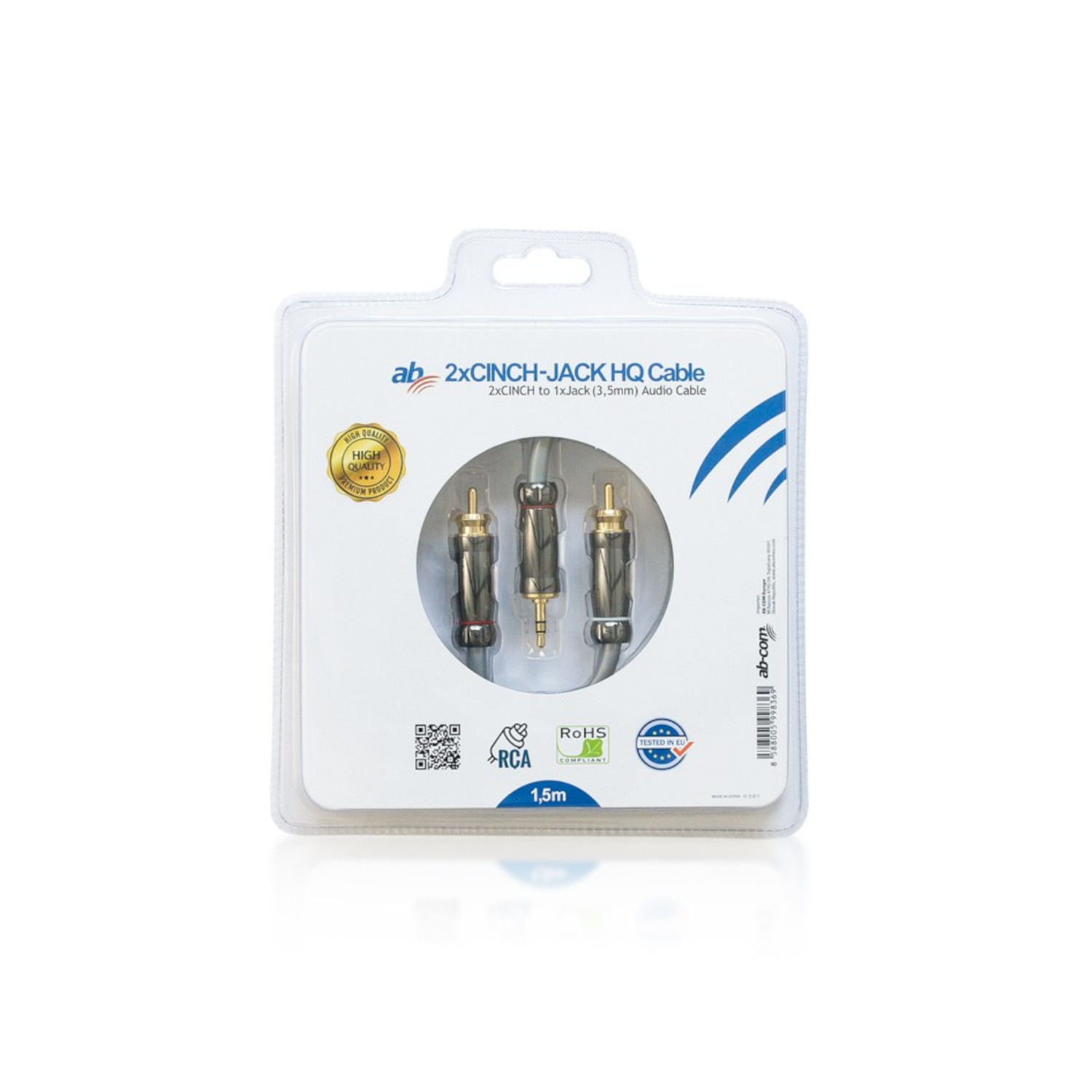 CEN-79311--Wysokiej jakości kabel audio 1x Jack 3,5 mm - 2x RCA o długości 1,5m. Cechą charakterystyczną tego kabla jest pierwszorzędna jakość użytych materiałów, dzięki której otrzymujemy najwyższą jakość dźwięku.Przewód umożliwia łączenie urządzeń wyposażonyc