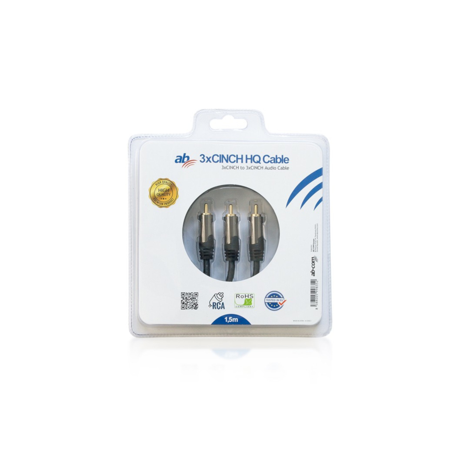 CEN-79313--Wysokiej jakości kabel 3x CINCH (3x RCA - 3x RCA) o długości 1,5m. Idealny do VCR, DVD, telewizora, kamery i wszystkich innych urządzeń audio/wideo kina domowego korzystających ze złączy RCA . Kable są oznaczone kolorami, co ułatwia instalację i iden