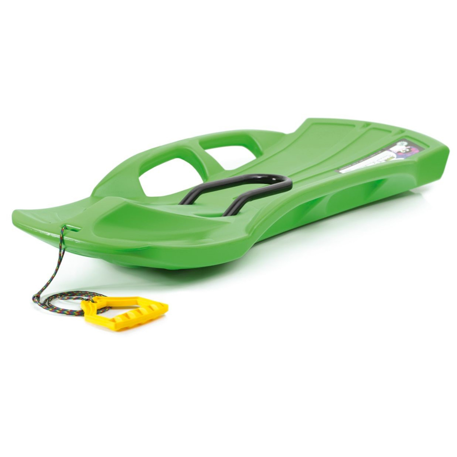 CEN-80087--Doskonały ślizg dla dzieci i dorosłych, służący do zjeżdżania po śniegu. Zaprojektowany w taki sposób, by zjazdy były szybsze i jednocześnie komfortowe. W komplecie sznurek z uchwytem.Centralnie zamocowany, stalowy element sterujący pozwala hamować i