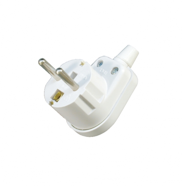 WT-16U/BIAŁY--Wtyczka kątowa Uni-Schuko rozbieralna. Dostępne kolory: biały, czarny.