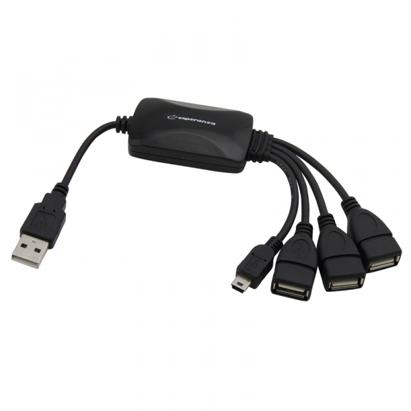 ESP-EA114--Mały, łatwy w użyciu HUB USB 2.0 z możliwością podłaczenia 4 dodatkowych urządzeń posiadających wyjście USB. Idealny dla użytkowników komputerów stacjonarnych i notebooków. Wspaniale sprawdza się w zastosowaniach serwisowych. Zwiększa możliwości komp