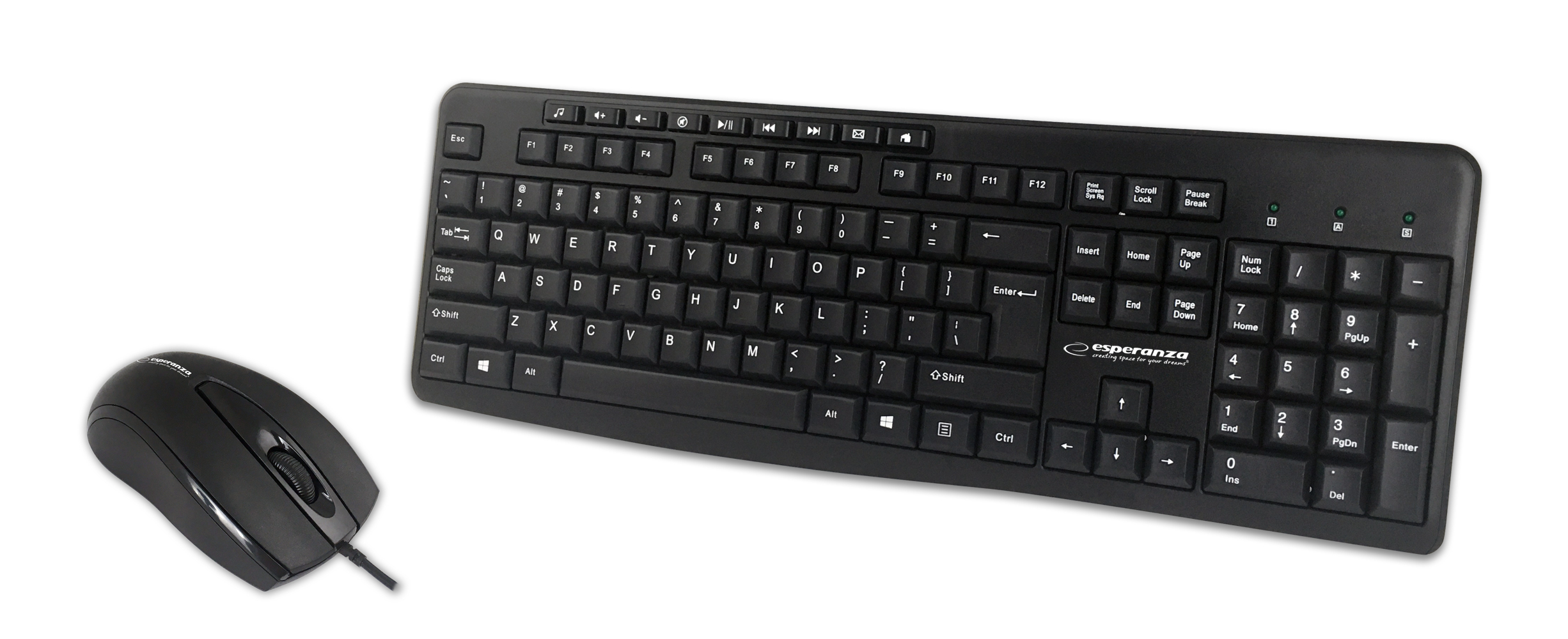 ESP-EK137--Wygodna, miła w dotyku, wysokiej jakości klawiatura USB z przewodową myszką 3D. Elegancki wygląd sprawia, że zestaw doskonale będzie komponował się z innymi akcesoriami na biurku. Ergonomiczny kształt klawiatury i bardzo dobra elastyczność klawiszy z