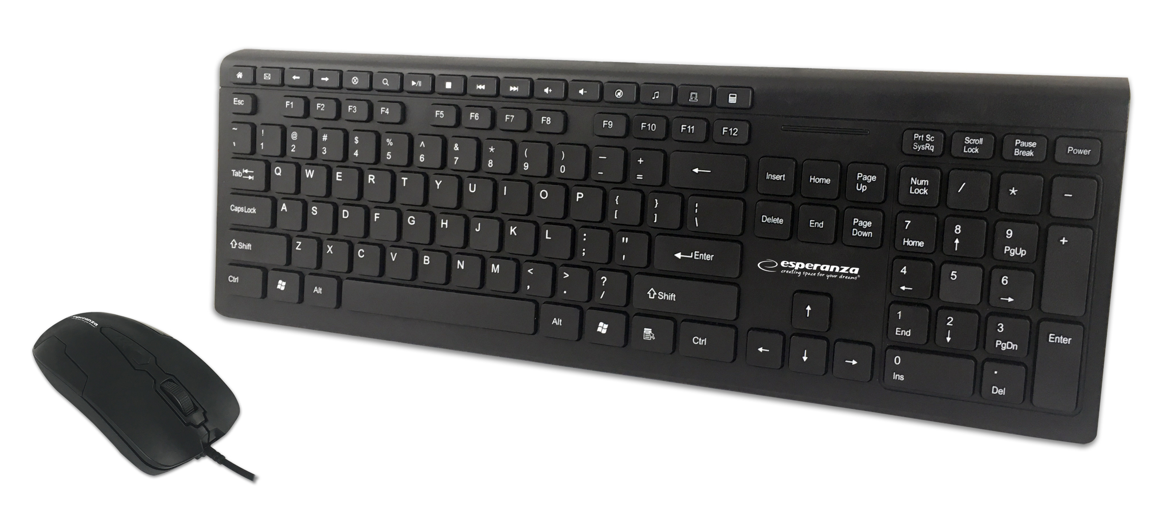 ESP-EK138--Wygodna, miła w dotyku, wysokiej jakości klawiatura USB z przewodową myszką 3D. Elegancki wygląd sprawia, że zestaw doskonale będzie komponował się z innymi akcesoriami na biurku. Ergonomiczny kształt klawiatury i bardzo dobra elastyczność klawiszy z