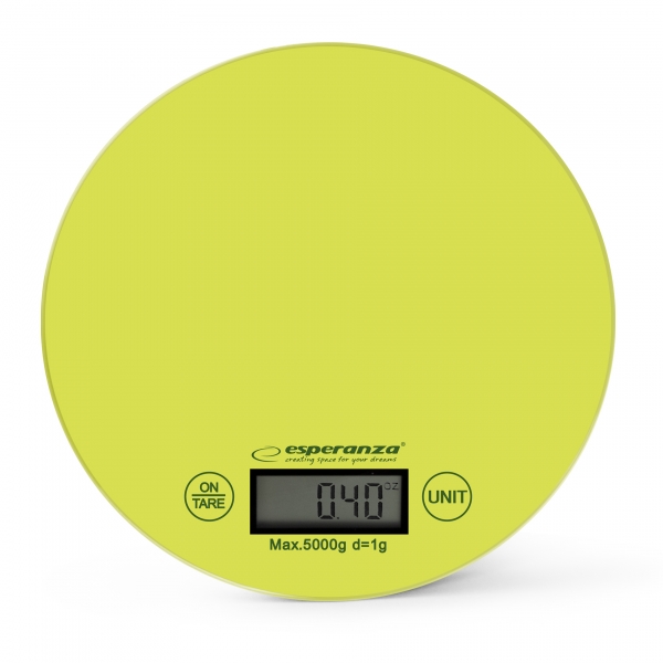 ESP-EKS003G--Niezwykle precyzyjna, bardzo cienka, w modnej kolorystyce, z dużym wyświetlaczem. Nadaje się do ważenia wszystkich suchych i płynnych składników i potraw.Duży wyświetlacz LCD: 53 * 21.6mmWymiary produktu (średnica): 20cmPrecyzyjny czujnik pomiaru.Mak