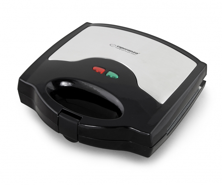 ESP-EKT005--Opiekacz uniwersalny Esperanza MUFFULETTA posiada powleczone warstwą zapobiegającą przywieraniu wymienialne płyty grzewcze. Można go łatwo wyczyścić nawet samym ręcznikiem papierowym. W dosłownie kilka minut dzięki wymiennym płytom grzewczym możesz g