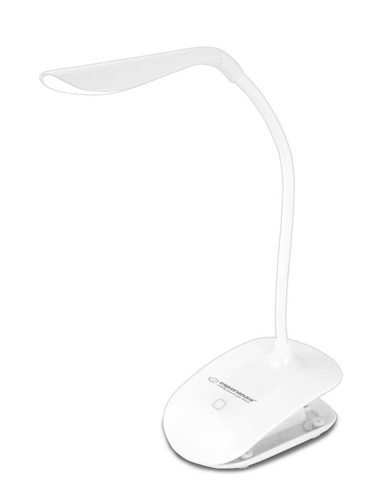 ESP-ELD104W--Nowoczesny model lampki biurkowej LED. Diody LED lampy świecą jasnym białym światłem, zbliżonym do dziennego, kt&amp;oacute;rer nie męczy oczu. Dzięki ruchomemu ramieniu można obr&amp;oacute;cić ja i ustawić pod dowolnym kątem. Specjalny filt