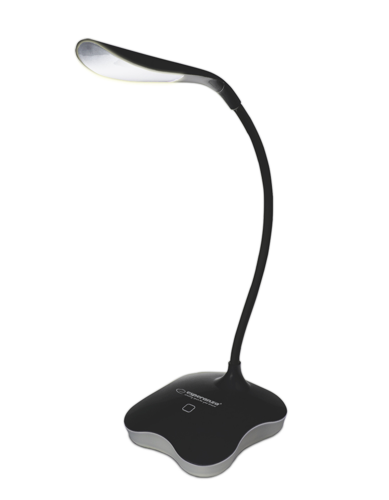 ESP-ELD105K--Nowoczesny model lampki biurkowej LED z podświetlaną podstawą. Diody LED lampy świecą jasnym białym światłem, zbliżonym do dziennego, kt&amp;oacute;re nie męczy oczu. Dzięki ruchomemu ramieniu można obr&amp;oacute;cić ja i ustawić&amp;nbs