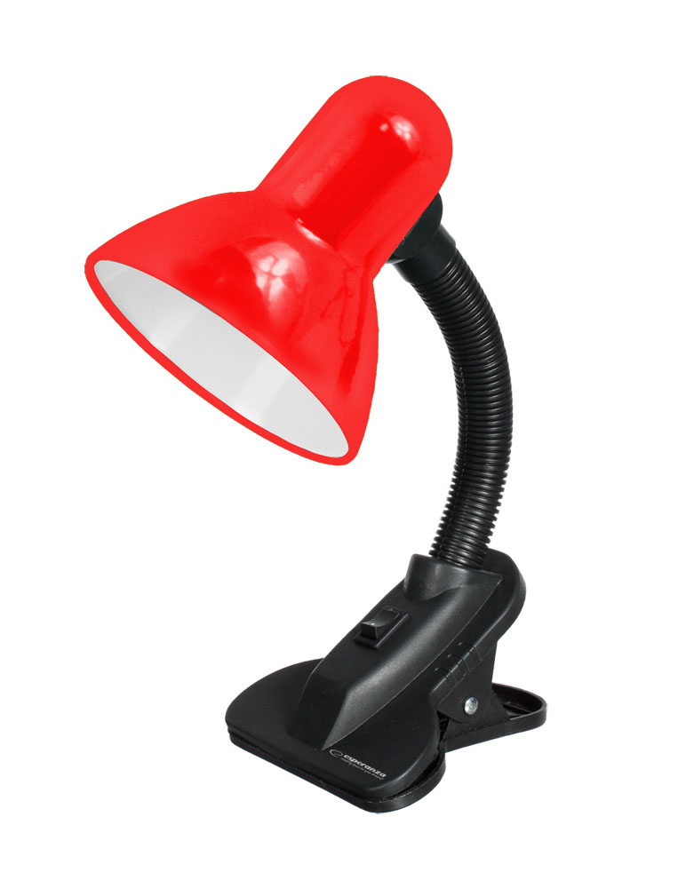 ESP-ELD106R--Lampka biurkowa z klipsem, kt&amp;oacute;ry umożliwia łatwy i szybki montaż lampki do biurka. Elastyczne ramię umożliwia ustawienie lampki pod dowolnym kątem. W lampce można instalować żar&amp;oacute;wki LED z gwintem E27 i mocą do 12W.Elasty