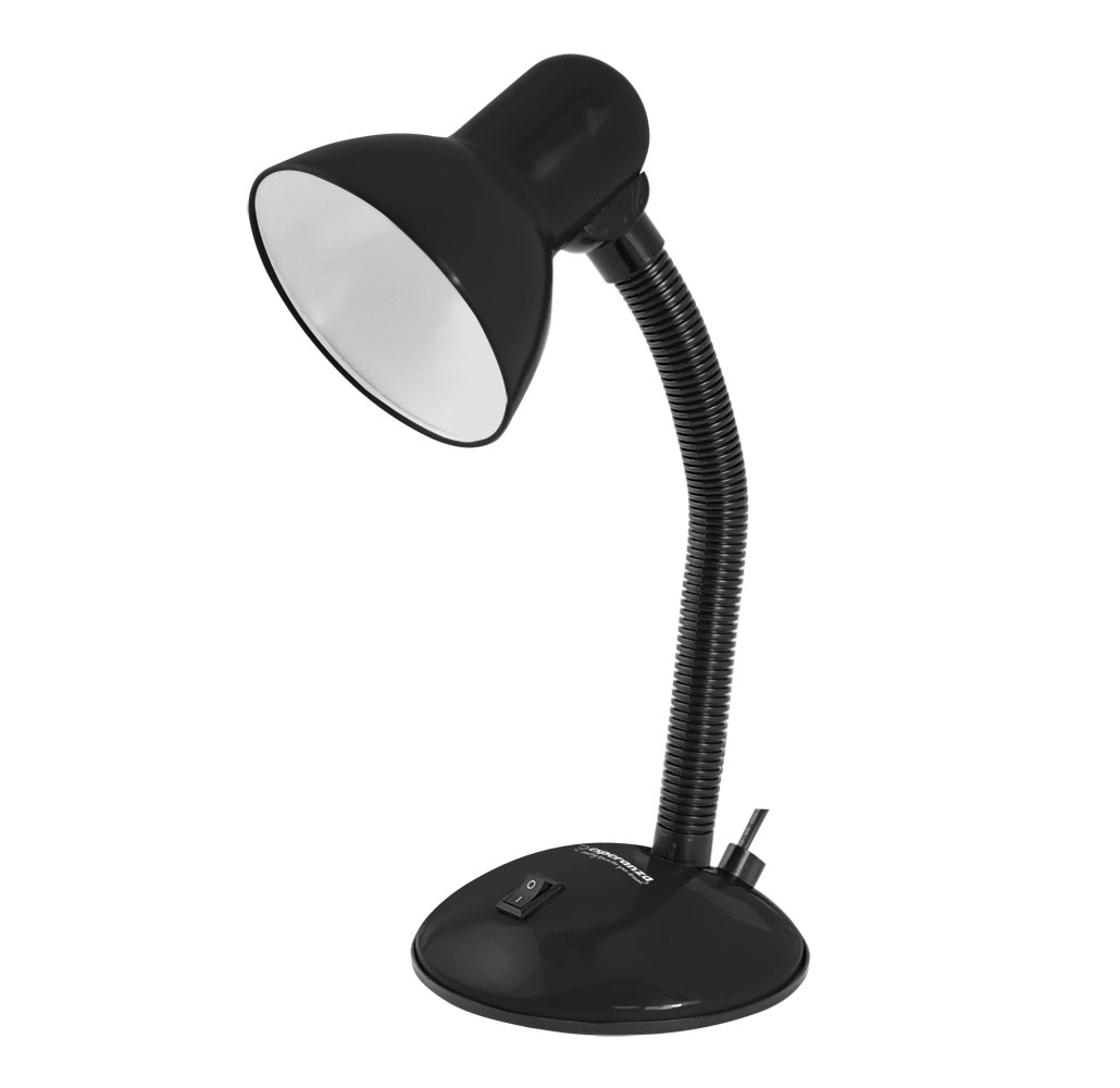ESP-ELD107K--Lampka biurkowa z dużą, stabilną podstawką. Elastyczne ramię umożliwia ustawienie lampki pod dowolnym kątem. W lampce można instalować żar&amp;oacute;wki LED z gwintem E27 i mocą do 12W.Elastyczne ramięPrzełącznik włącz/wyłączGwint: E27Moc żar&am