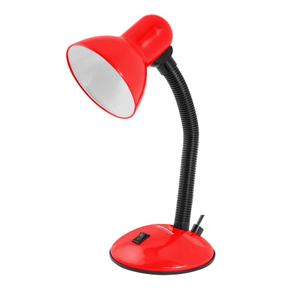 ESP-ELD107R--Lampka biurkowa z dużą, stabilną podstawką. Elastyczne ramię umożliwia ustawienie lampki pod dowolnym kątem. W lampce można instalować żar&amp;oacute;wki LED z gwintem E27 i mocą do 12W.Elastyczne ramięPrzełącznik włącz/wyłączGwint: E27Moc żar&am