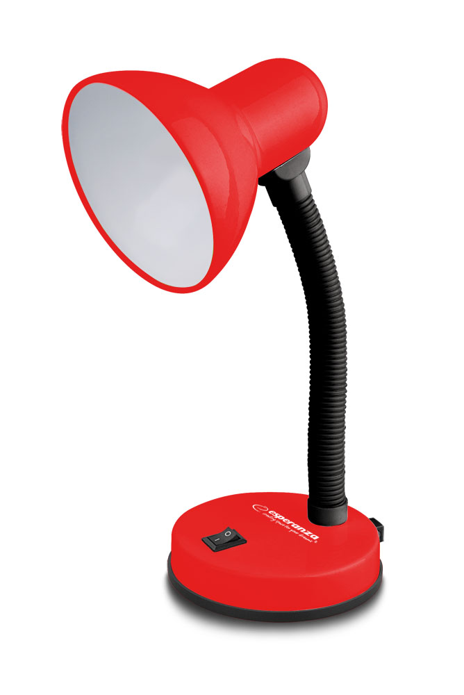 ESP-ELD109R--Lampka biurkowa z dużą, stabilną podstawką. Elastyczne ramię umożliwia ustawienie lampki pod dowolnym kątem. W lampce można instalować żar&amp;oacute;wki LED z gwintem E27 i mocą do 12W.Elastyczne ramięPrzełącznik włącz/wyłączGwint: E27Moc żar&am