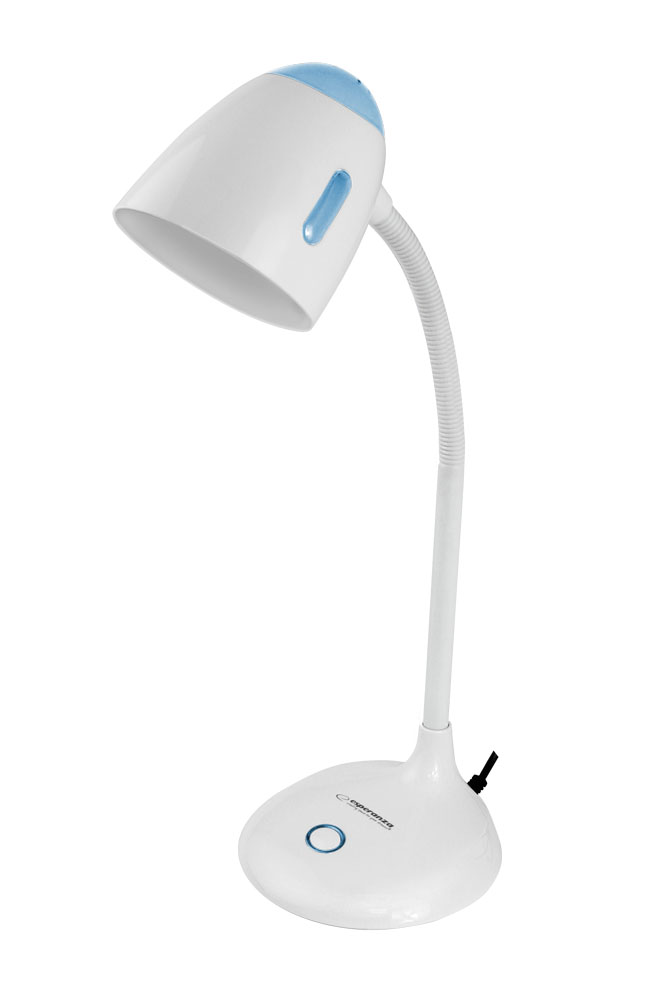 ESP-ELD110B--Lampka biurkowa z dużą, stabilną podstawką. Elastyczne ramię umożliwia ustawienie lampki pod dowolnym kątem. W lampce można instalować żar&amp;oacute;wki LED z gwintem E27 i mocą do 12W.Elastyczne ramięPrzełącznik włącz/wyłączGwint: E27Moc żar&am