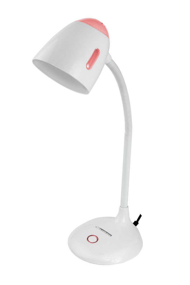 ESP-ELD110R--Lampka biurkowa z dużą, stabilną podstawką. Elastyczne ramię umożliwia ustawienie lampki pod dowolnym kątem. W lampce można instalować żar&amp;oacute;wki LED z gwintem E27 i mocą do 12W.Elastyczne ramięPrzełącznik włącz/wyłączGwint: E27Moc żar&am